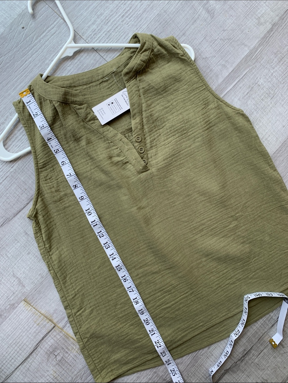 Cupshe Women’s Olive Green Sleeveless Gauzy Blouse, Size S. - Picture 7 of 7